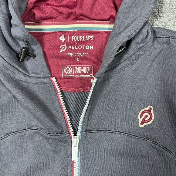 Four Laps x Peloton Full Zip Hoodie Sweatshirt Mens Small Jacket Gray 0917 - Picture 3 of 8